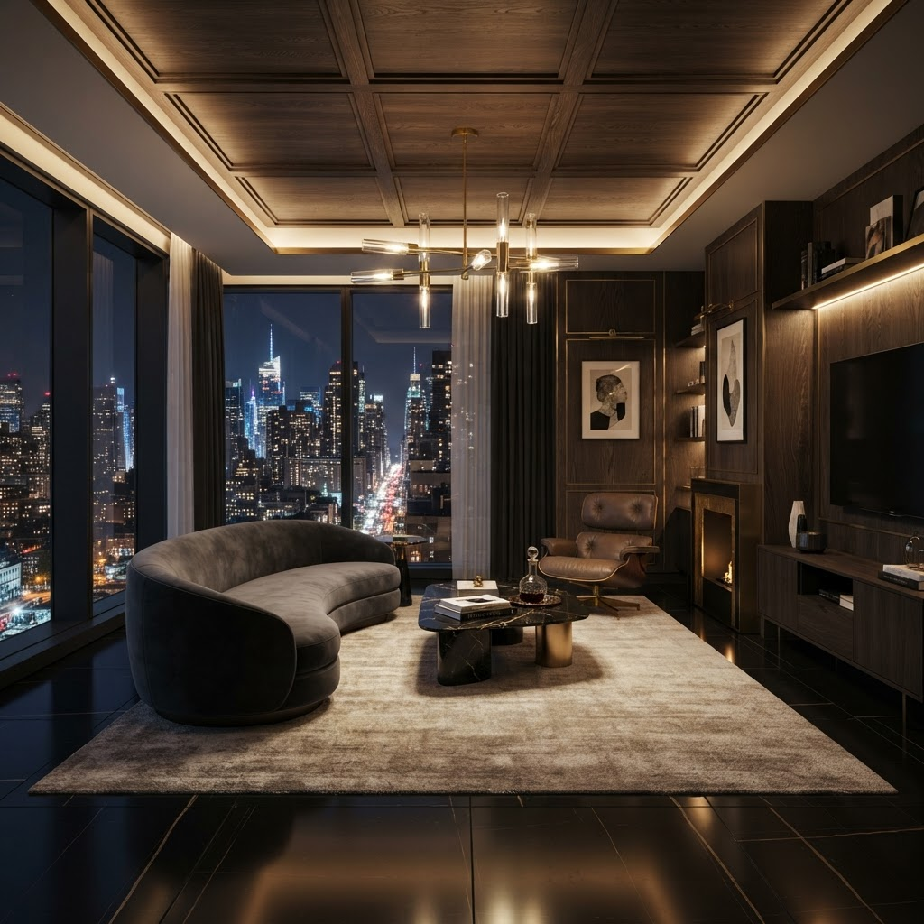 Interior de luxo gerado com prompts de IA